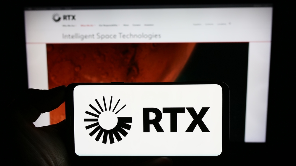 Industrials (names J - Z) - RTX Corp logo on phone-by T_Schneider via Shutterstock